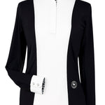 Essex Classics Ladies "Luna II" Black with Geometric Long Sleeve Performance Show Shirt - DEFECT - Essex Classics - Equiluxe Tack