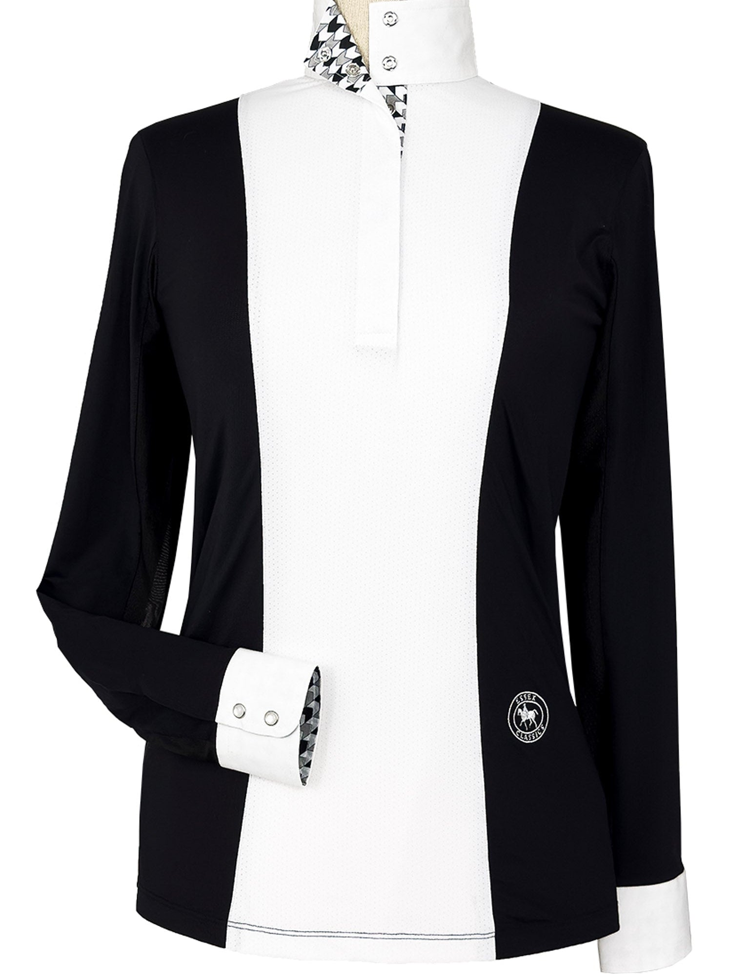 Essex Classics Ladies "Luna II" Black with Geometric Long Sleeve Performance Show Shirt - Essex Classics - Equiluxe Tack
