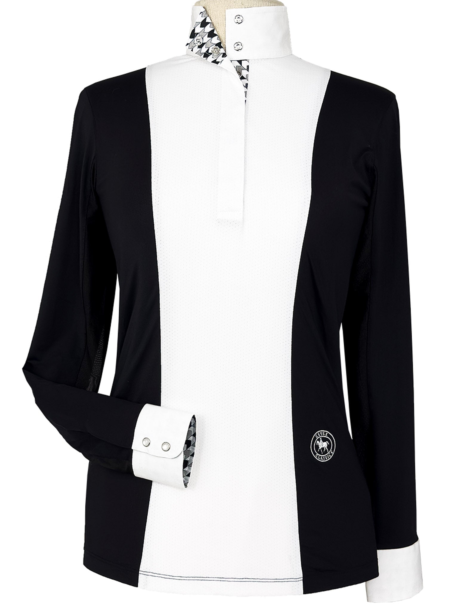 Essex Classics Ladies "Luna II" Black with Geometric Long Sleeve Performance Show Shirt - Essex Classics - Equiluxe Tack