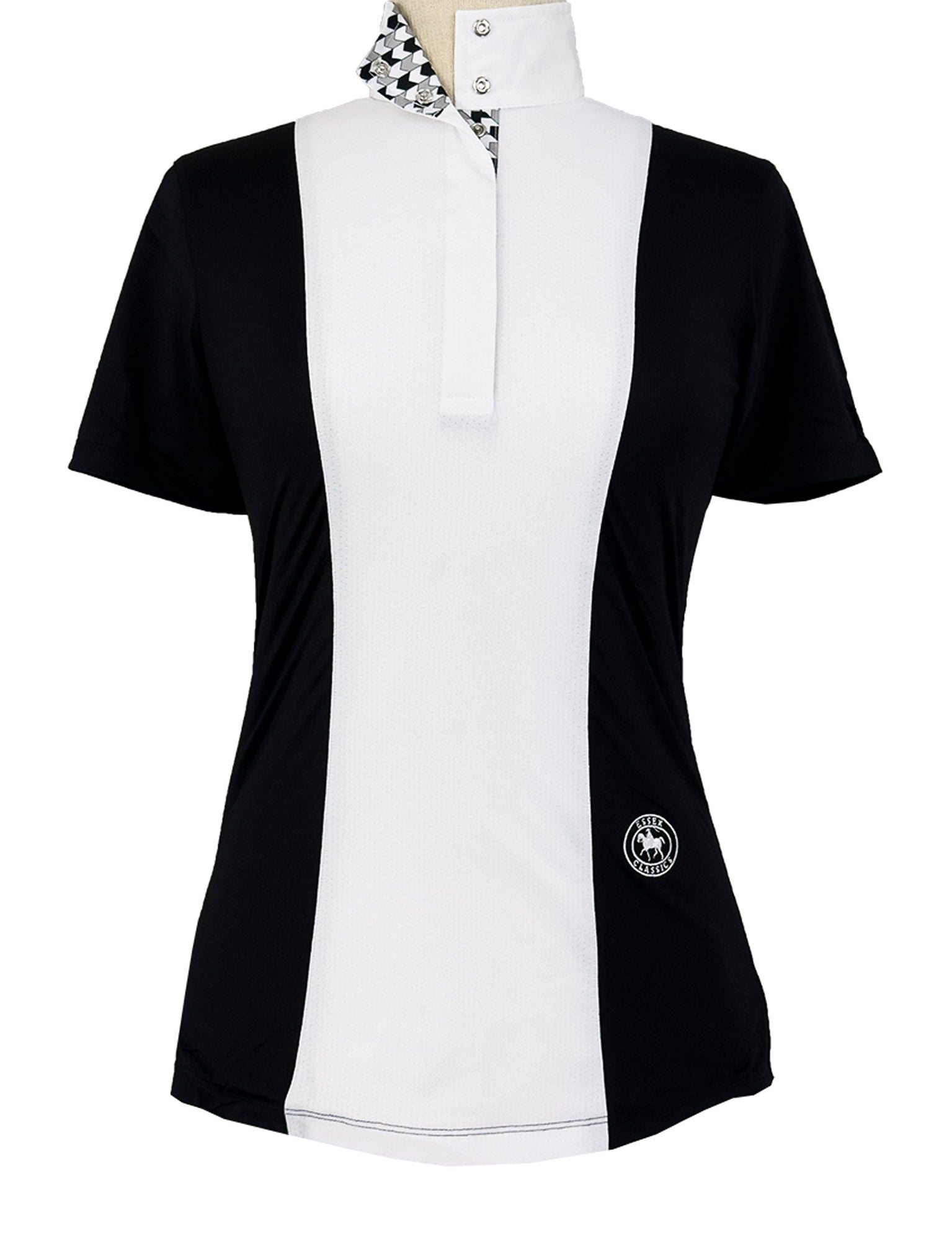 Essex Classics Ladies "Luna II" Black with Geometric Short Sleeve Performance Show Shirt - Equiluxe Tack
