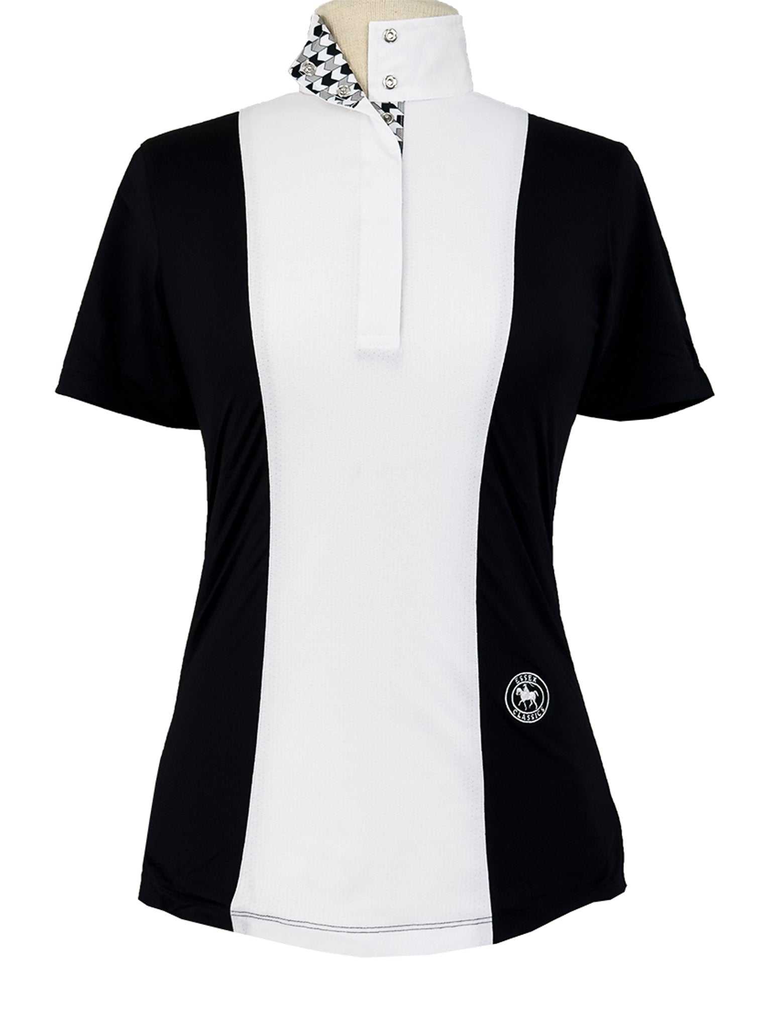 Essex Classics Ladies "Luna II" Black with Geometric Short Sleeve Performance Show Shirt - Equiluxe Tack