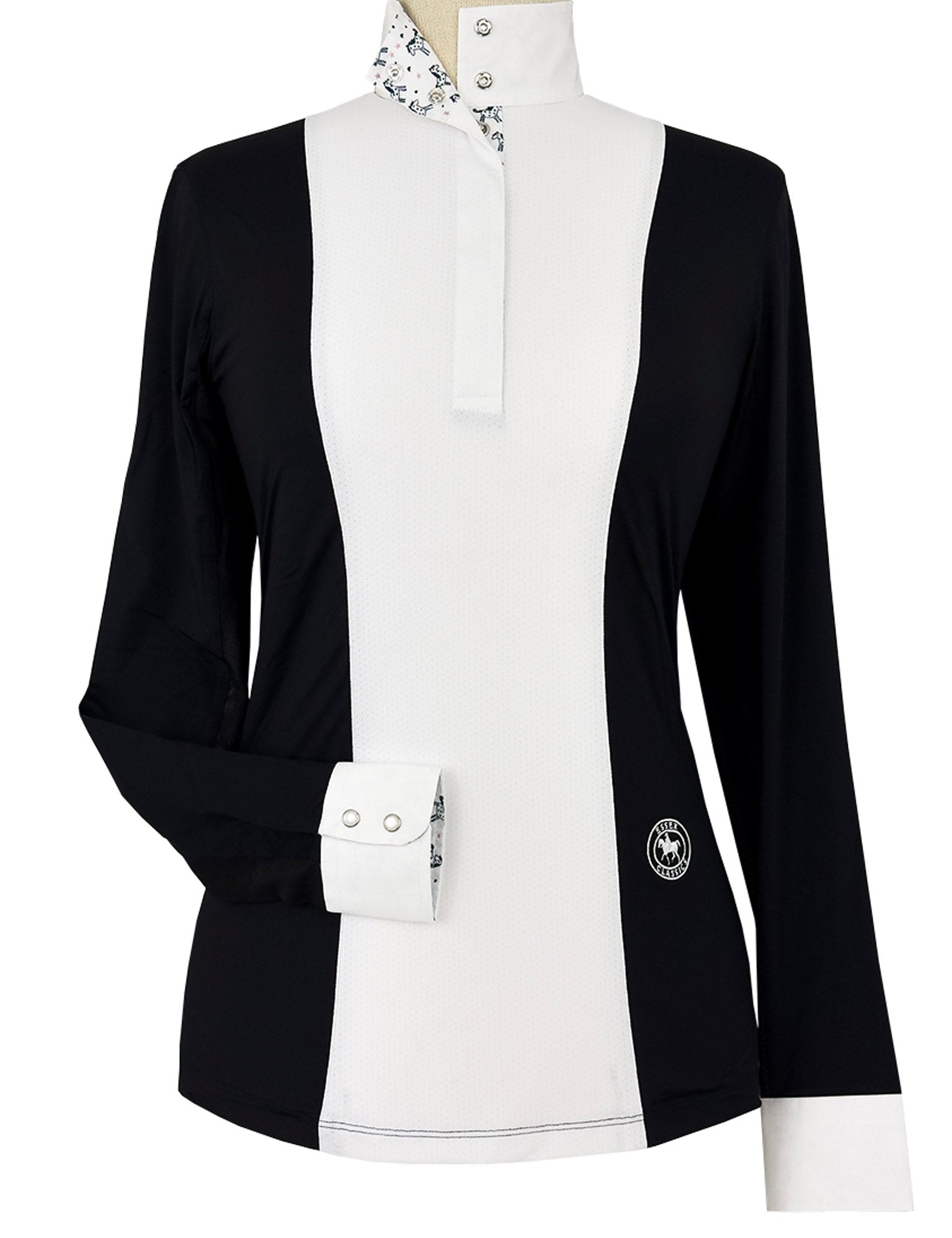 Essex Classics Ladies "Luna II" Black with Unicorns Long Sleeve Performance Show Shirt - Essex Classics - Equiluxe Tack