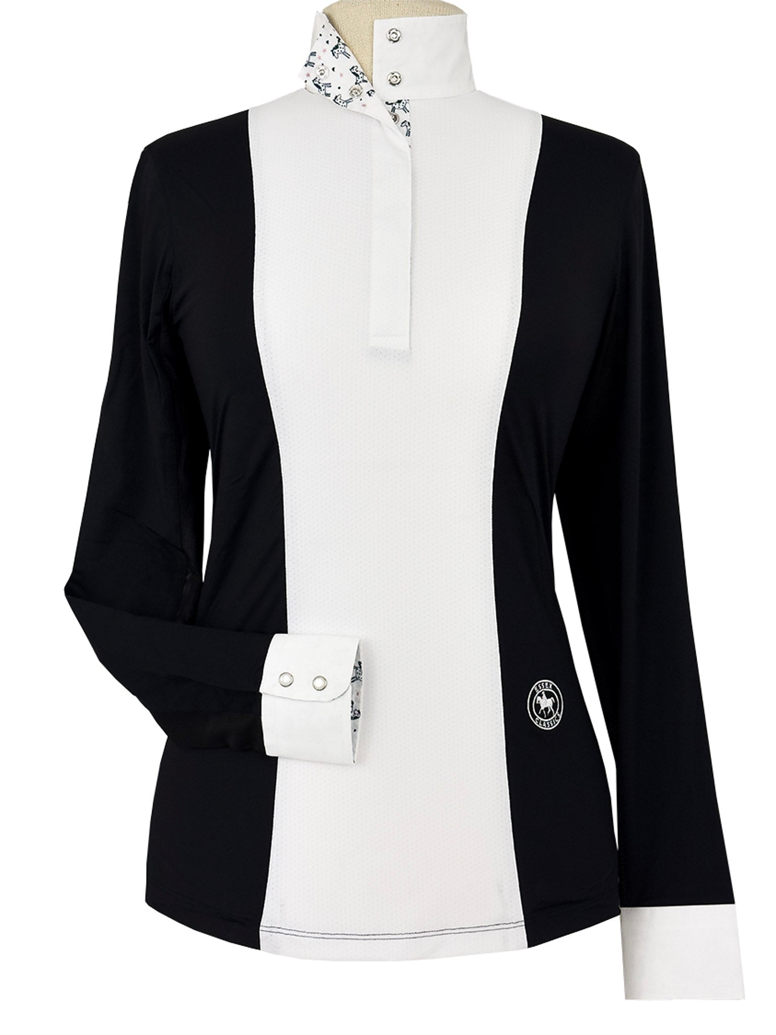 Essex Classics Ladies "Luna II" Black with Unicorns Long Sleeve Performance Show Shirt - Essex Classics - Equiluxe Tack