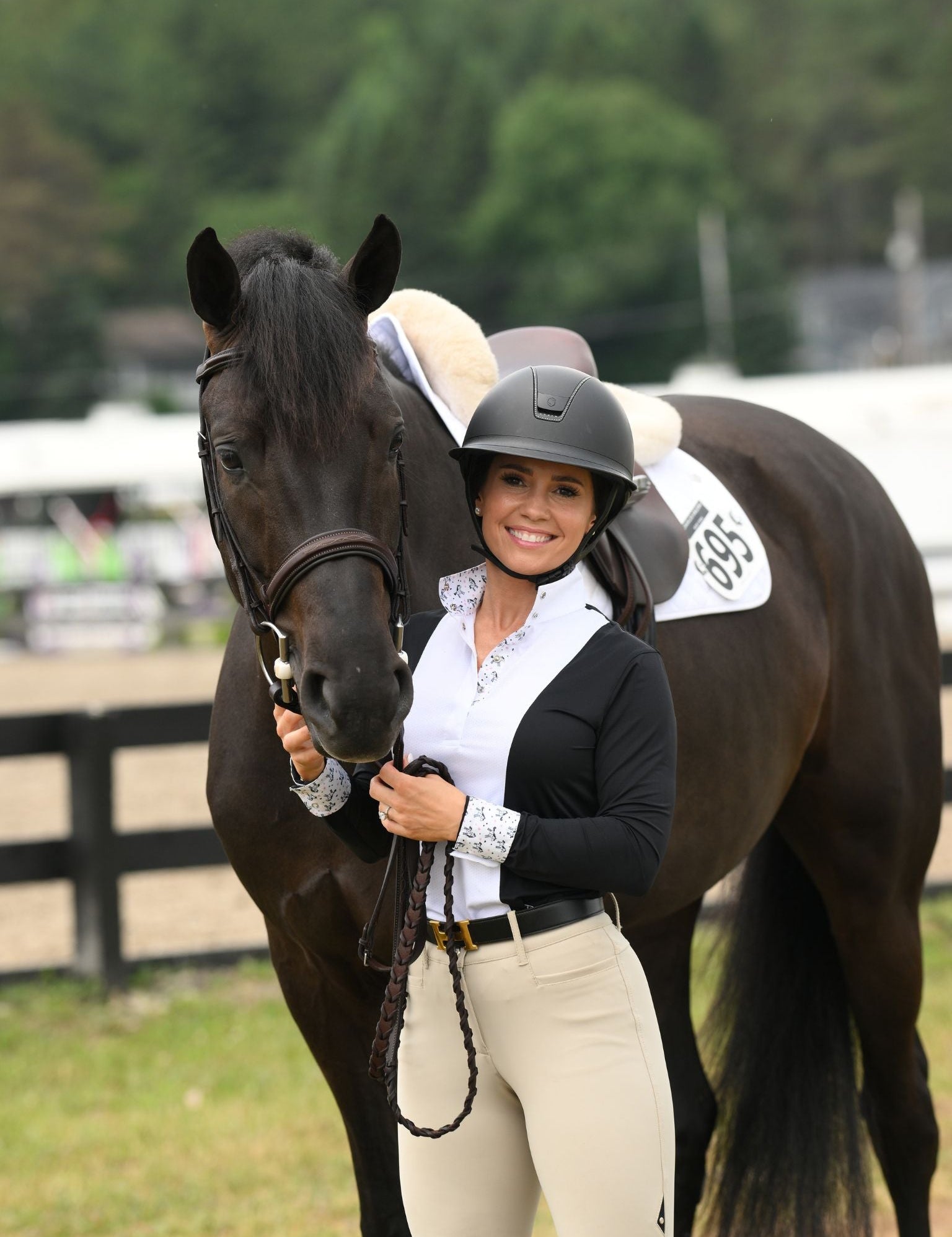 Essex Classics Ladies "Luna II" Black with Unicorns Long Sleeve Performance Show Shirt - Essex Classics - Equiluxe Tack