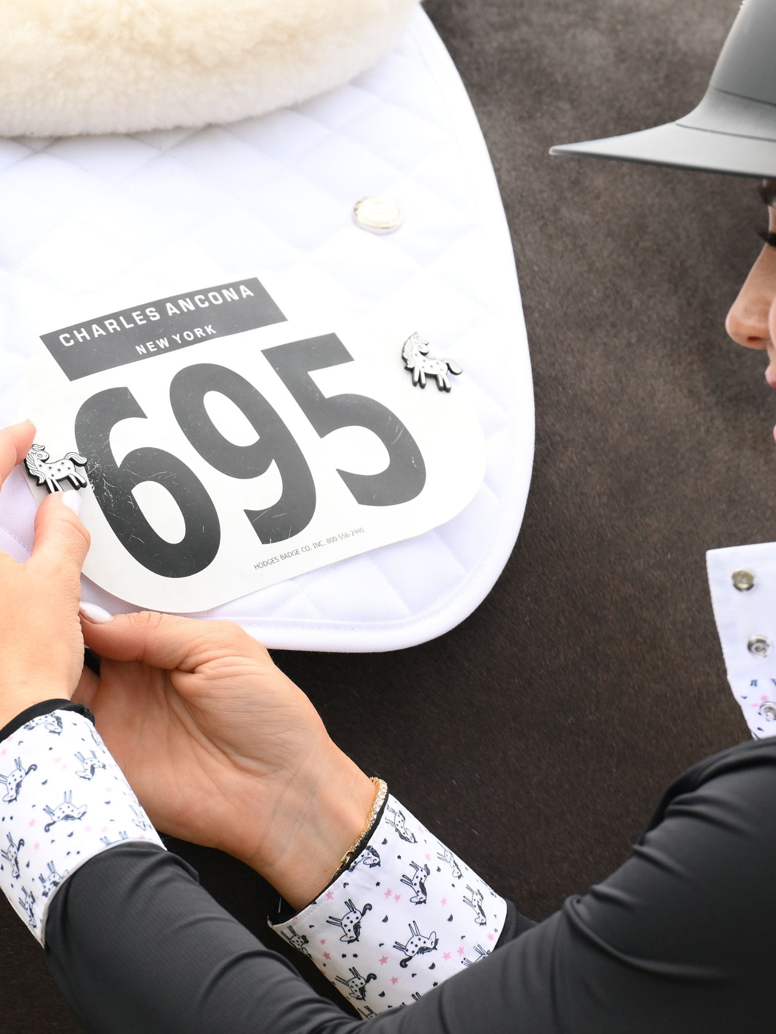 Essex Classics Ladies "Luna II" Black with Unicorns Long Sleeve Performance Show Shirt - Essex Classics - Equiluxe Tack