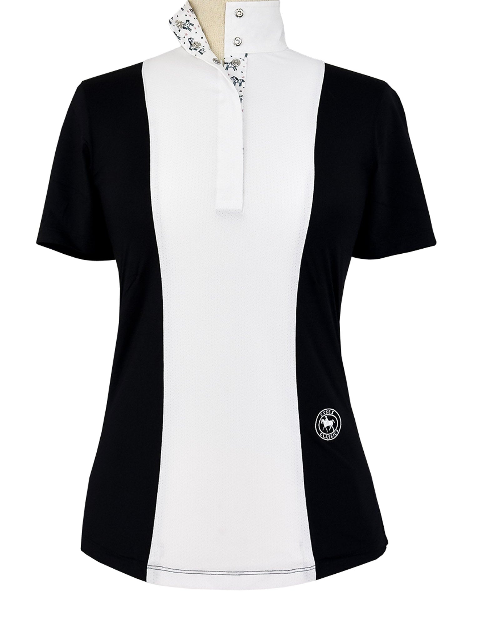 Essex Classics Ladies "Luna II" Black with Unicorns Short Sleeve Performance Show Shirt - Essex Classics - Equiluxe Tack