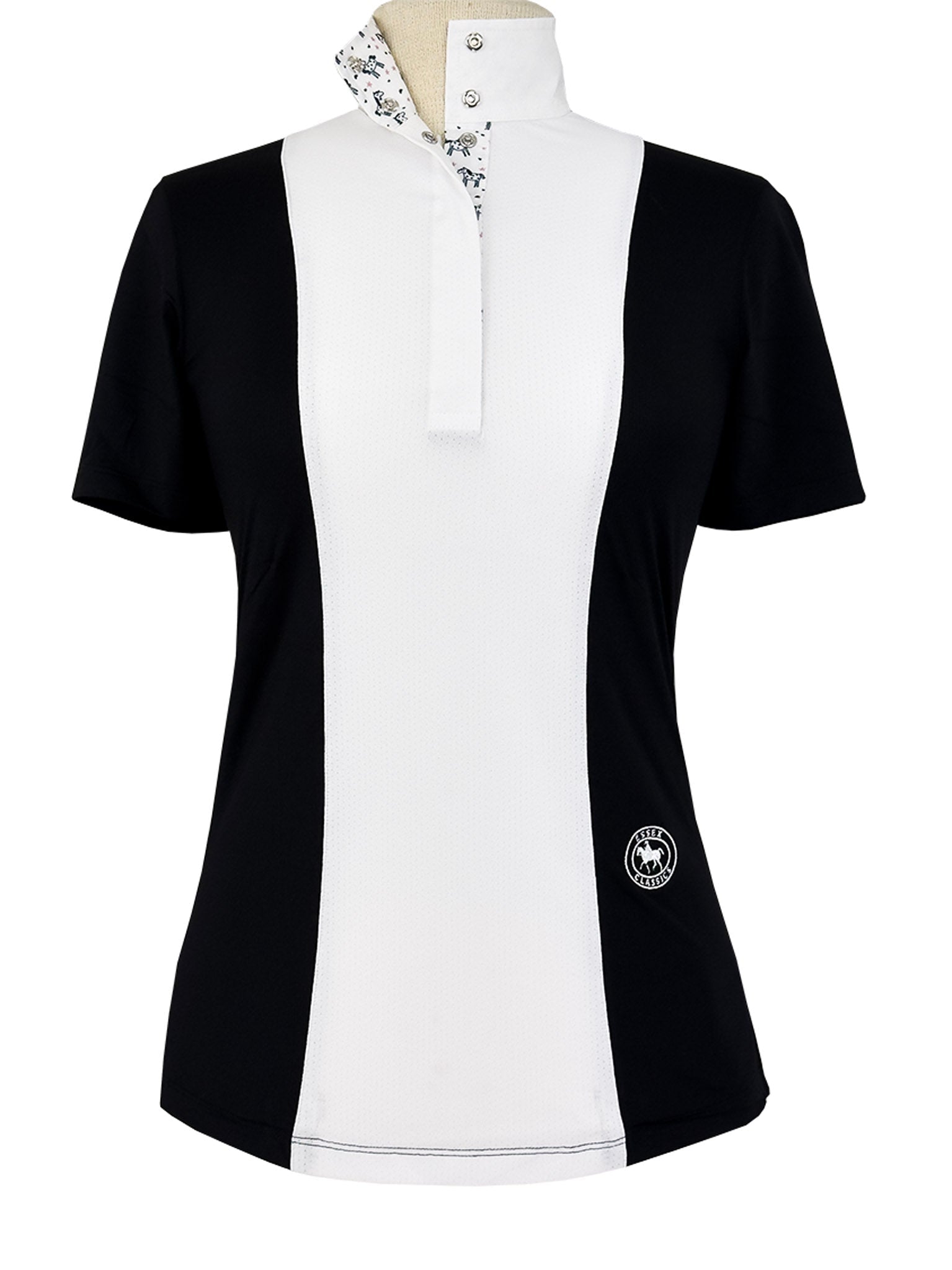 Essex Classics Ladies "Luna II" Black with Unicorns Short Sleeve Performance Show Shirt - Essex Classics - Equiluxe Tack
