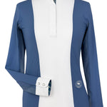 Essex Classics Ladies "Luna II" Blue Gallop Garden Long Sleeve Performance Show Shirt - Essex Classics - Equiluxe Tack