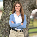 Essex Classics Ladies "Luna II" Blue Gallop Garden Long Sleeve Performance Show Shirt - Essex Classics - Equiluxe Tack