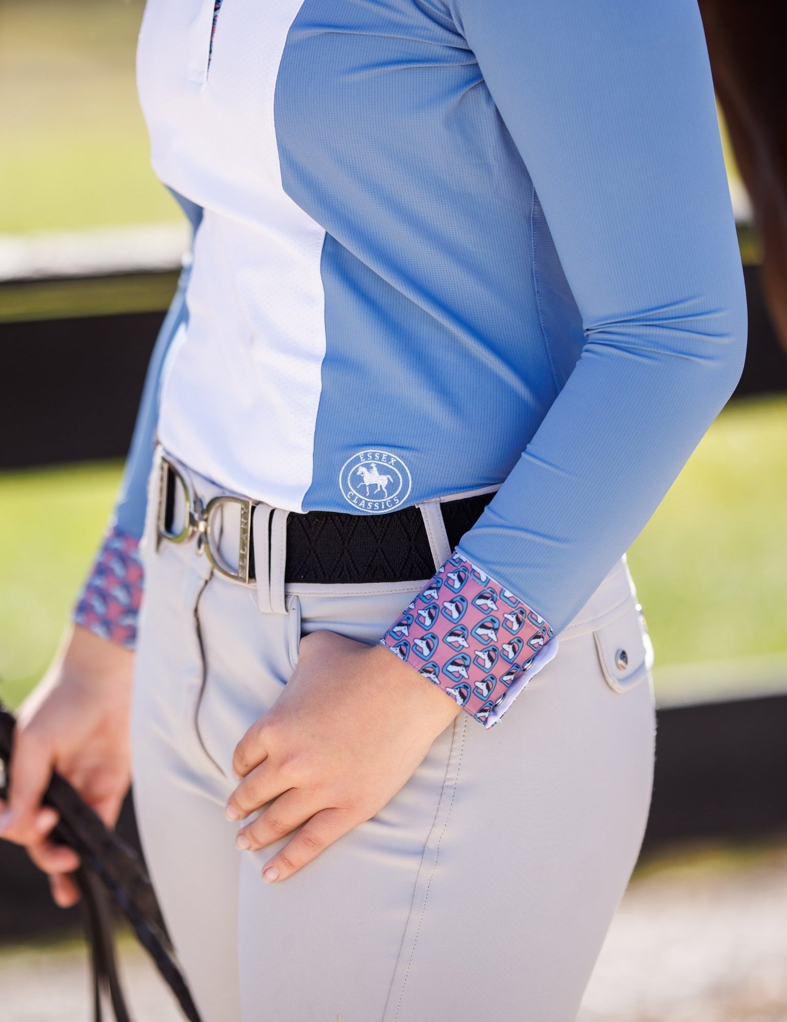 Essex Classics Ladies "Luna II" Blue Stirrup Talk Long Sleeve Performance Show Shirt - Essex Classics - Equiluxe Tack