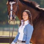 Essex Classics Ladies "Luna II" Blue Stirrup Talk Long Sleeve Performance Show Shirt - Essex Classics - Equiluxe Tack