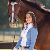 Essex Classics Ladies "Luna II" Blue Stirrup Talk Long Sleeve Performance Show Shirt - Essex Classics - Equiluxe Tack