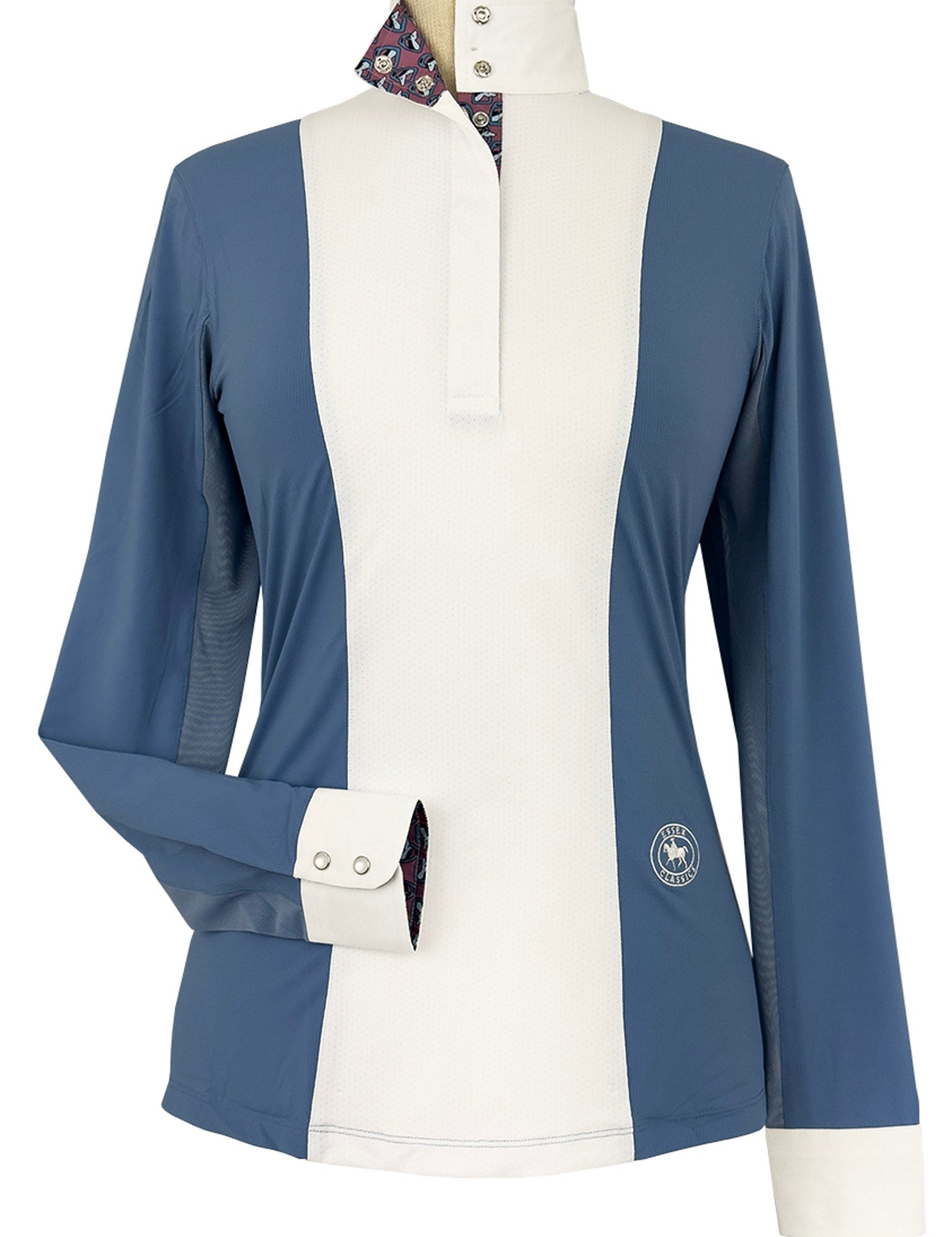Essex Classics Ladies "Luna II" Blue Stirrup Talk Long Sleeve Performance Show Shirt - Essex Classics - Equiluxe Tack