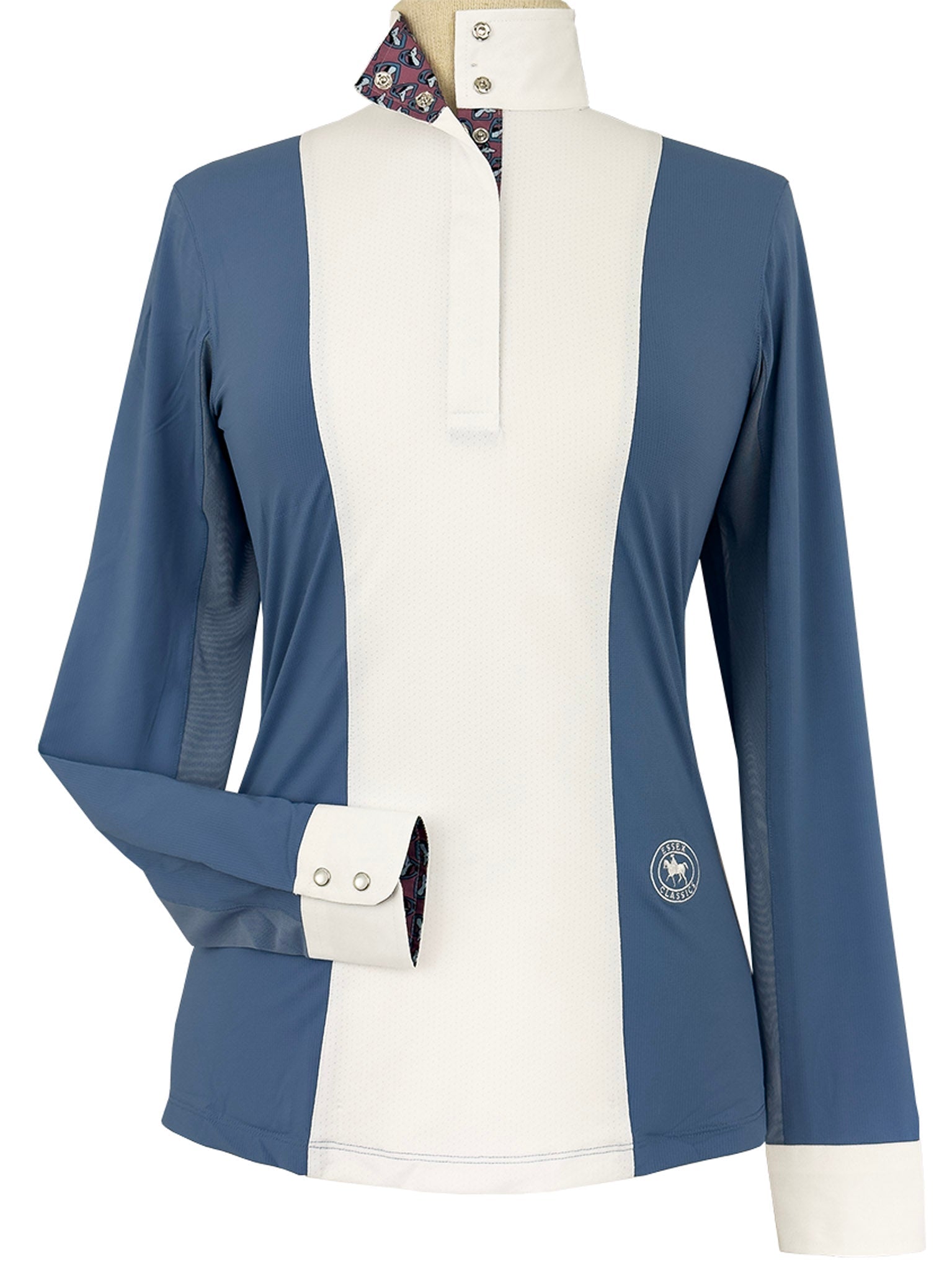 Essex Classics Ladies "Luna II" Blue Stirrup Talk Long Sleeve Performance Show Shirt - Essex Classics - Equiluxe Tack