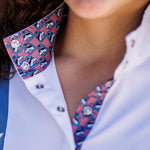 Essex Classics Ladies "Luna II" Blue Stirrup Talk Long Sleeve Performance Show Shirt - Essex Classics - Equiluxe Tack