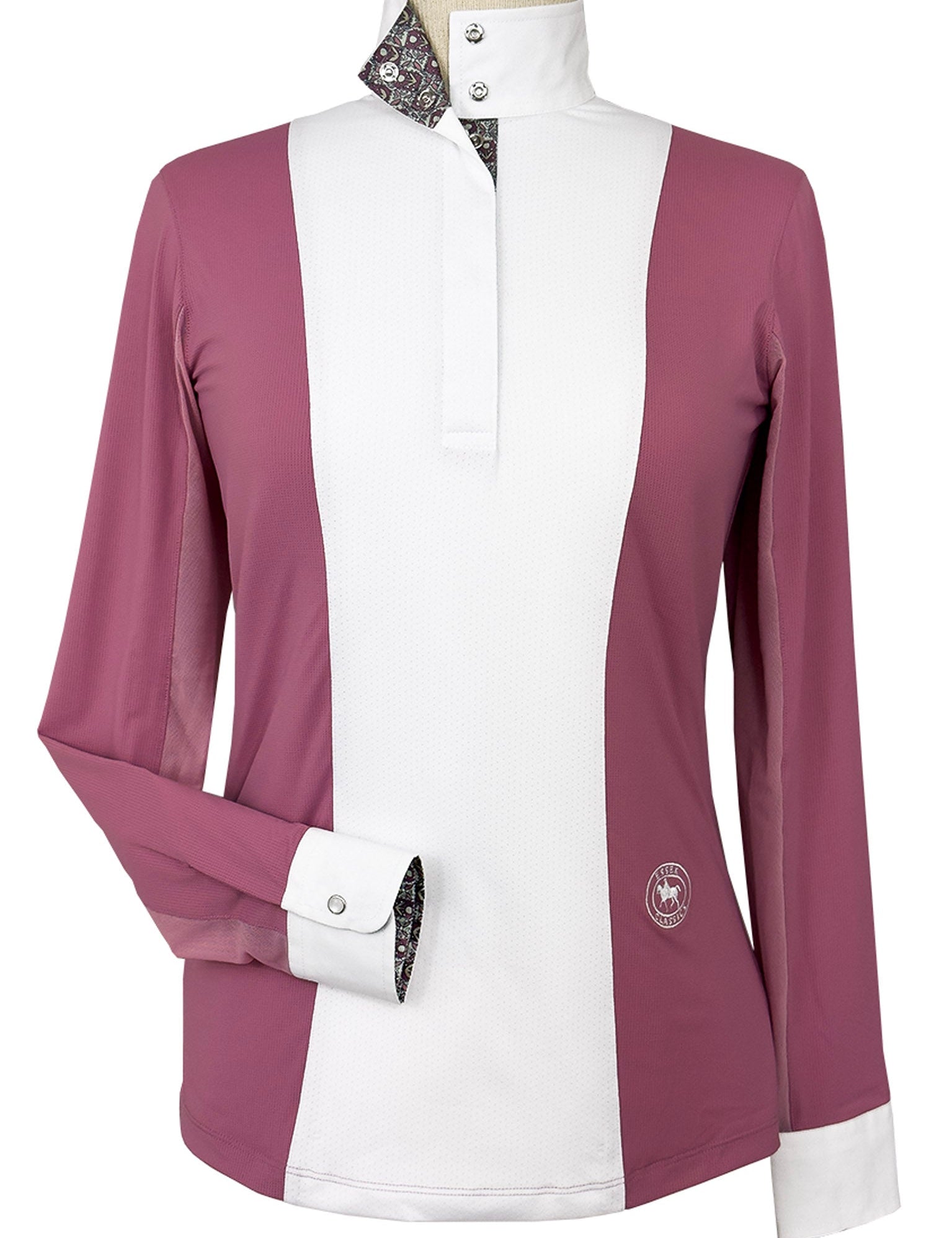 Essex Classics Ladies "Luna II" Dark Pink Gallop Garden Long Sleeve Performance Show Shirt - Essex Classics - Equiluxe Tack