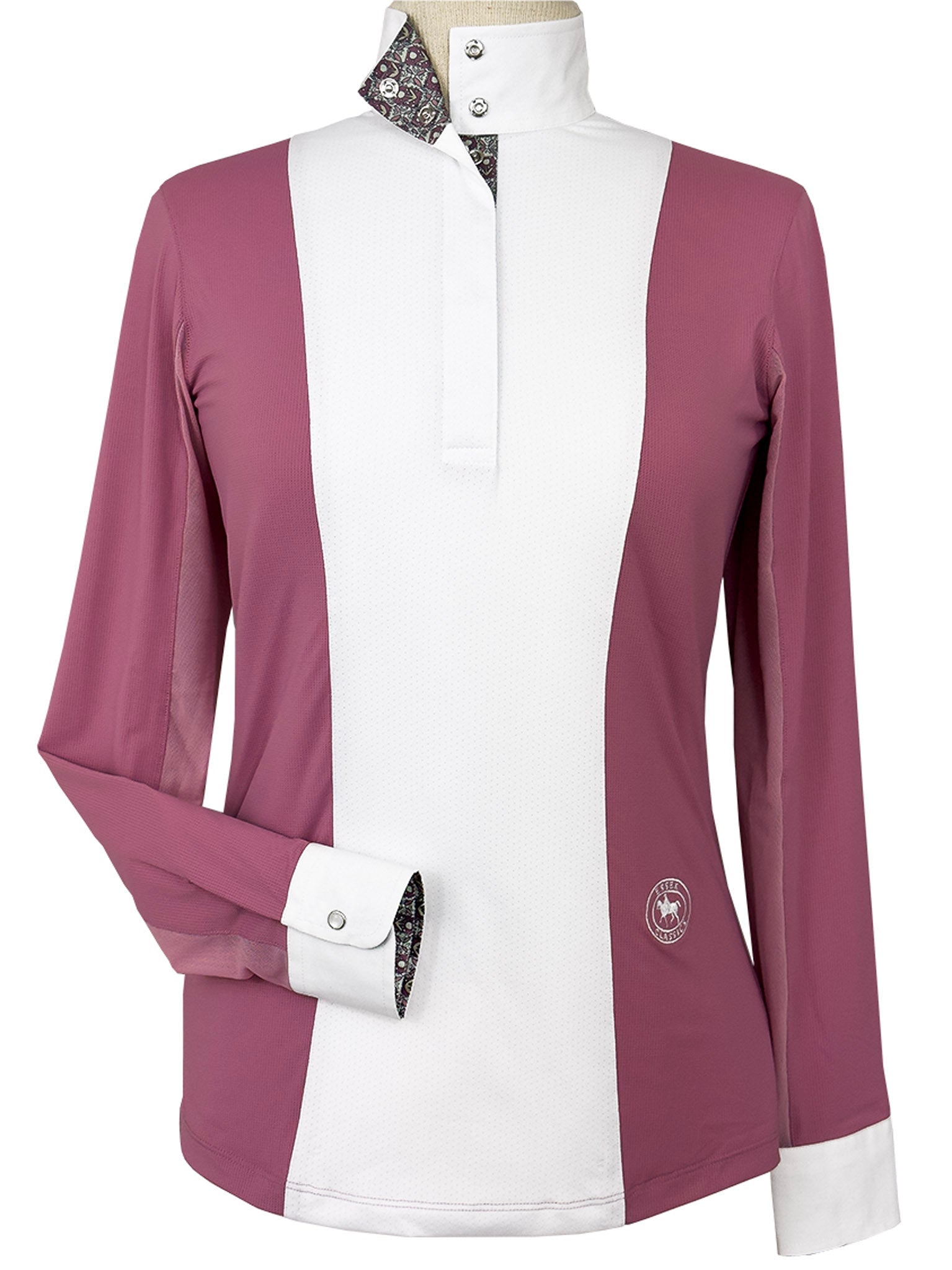 Essex Classics Ladies "Luna II" Dark Pink Gallop Garden Long Sleeve Performance Show Shirt - Essex Classics - Equiluxe Tack
