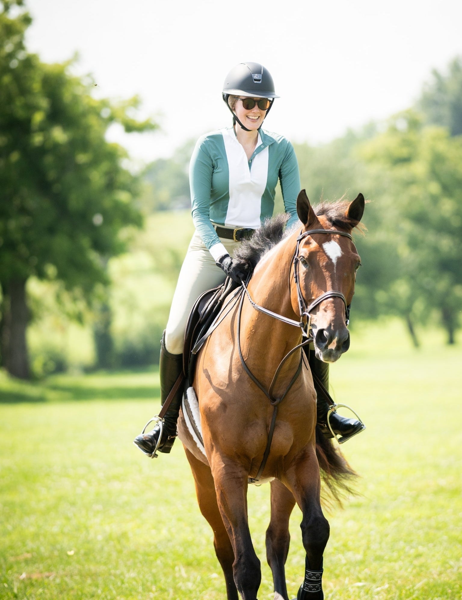 Essex Classics Ladies "Luna II" Forest Green Self - Trim Long Sleeve Performance Show Shirt - Essex Classics - Equiluxe Tack