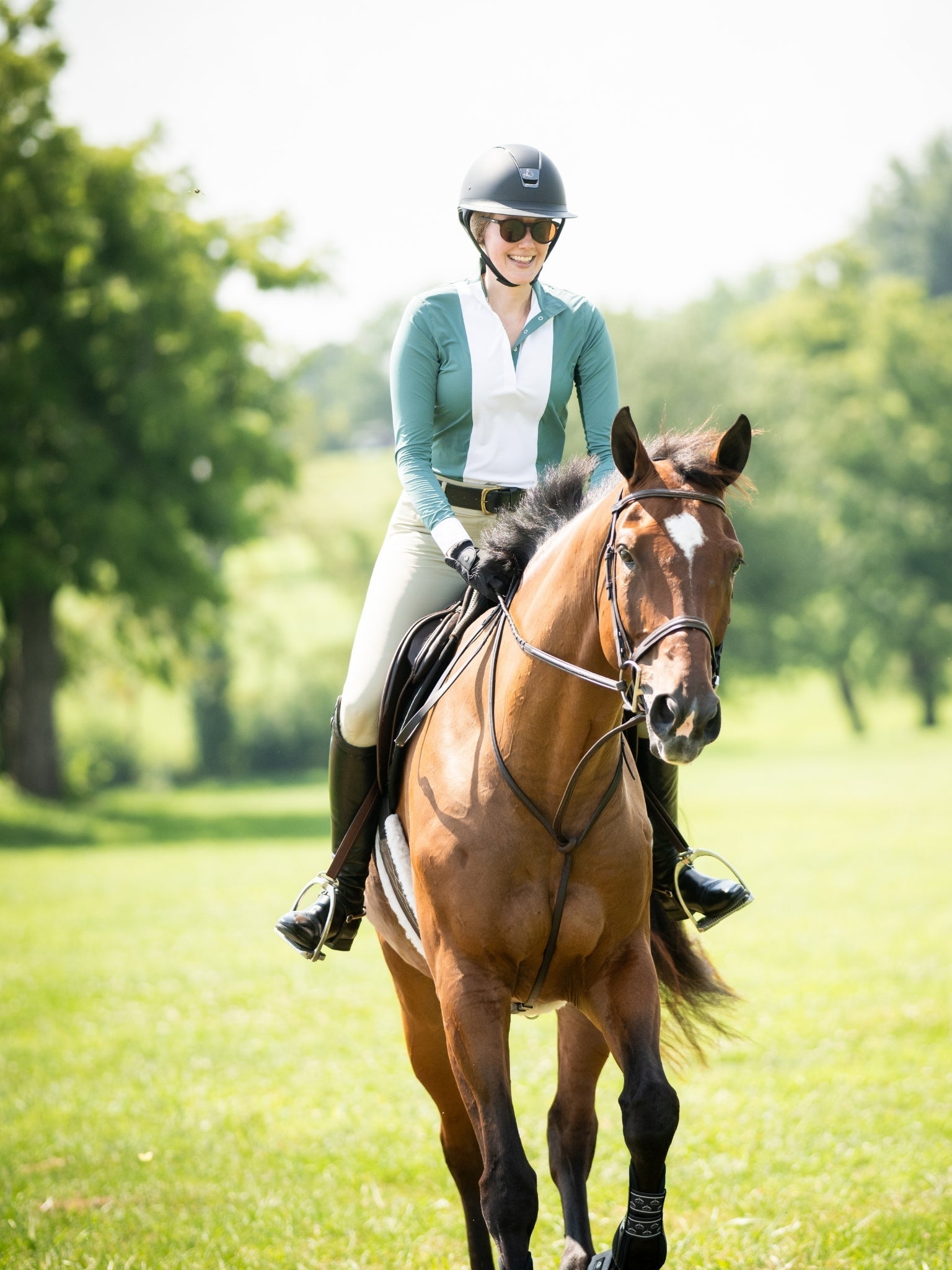 Essex Classics Ladies "Luna II" Forest Green Self - Trim Long Sleeve Performance Show Shirt - Essex Classics - Equiluxe Tack