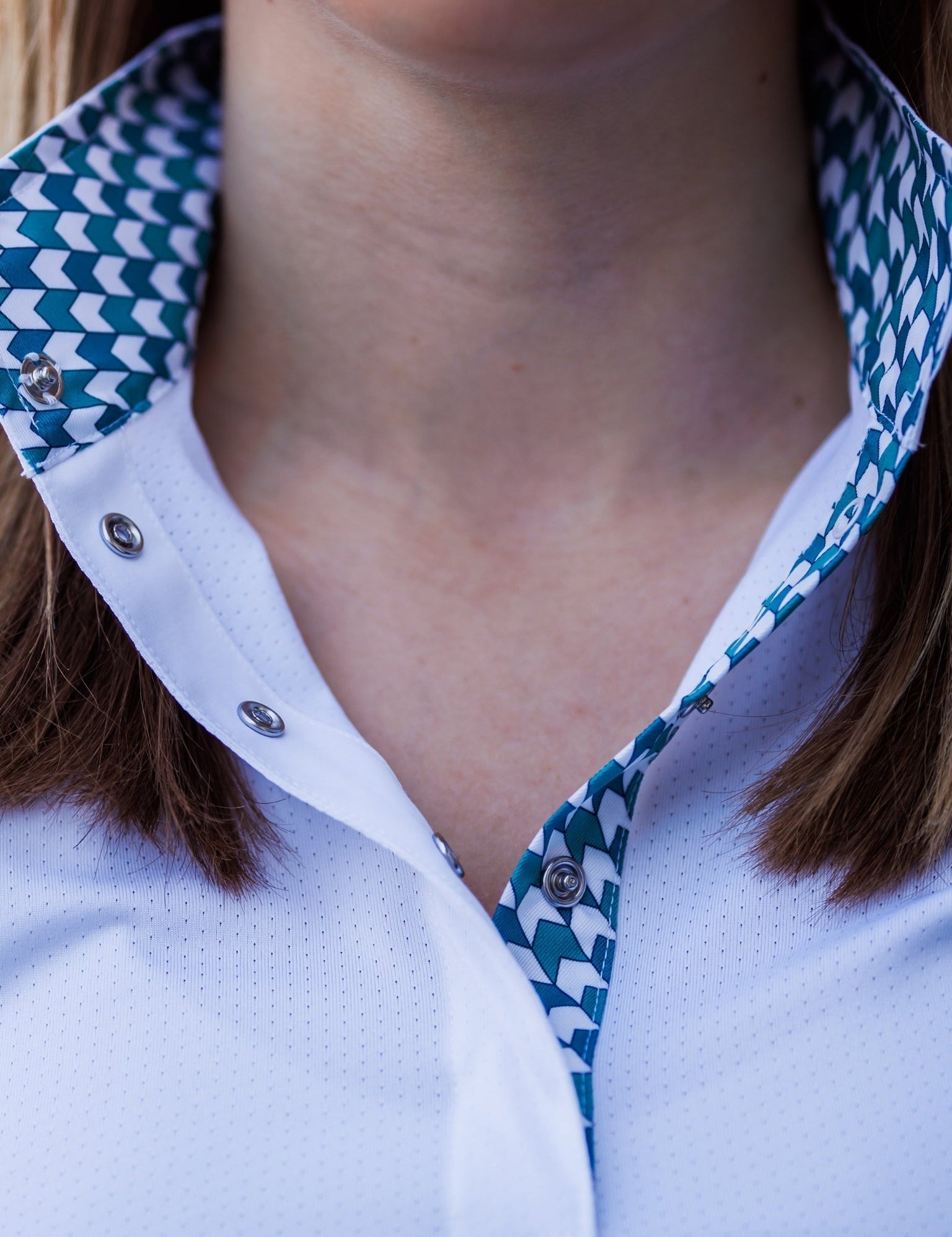 Essex Classics Ladies "Luna II" Forest Green with Geometric Long Sleeve Performance Show Shirt - Essex Classics - Equiluxe Tack