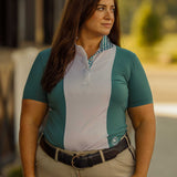Essex Classics Ladies "Luna II" Forest Green with Geometric Short Sleeve Performance Show Shirt - Essex Classics - Equiluxe Tack