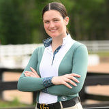 Essex Classics Ladies "Luna II" Forest Green with Golden Snaffle Long Sleeve Performance Show Shirt - Essex Classics - Equiluxe Tack