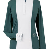 Essex Classics Ladies "Luna II" Forest Green with Golden Snaffle Long Sleeve Performance Show Shirt - Essex Classics - Equiluxe Tack