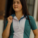 Essex Classics Ladies "Luna II" Forest Green with Golden Snaffle Short Sleeve Performance Show Shirt - Essex Classics - Equiluxe Tack