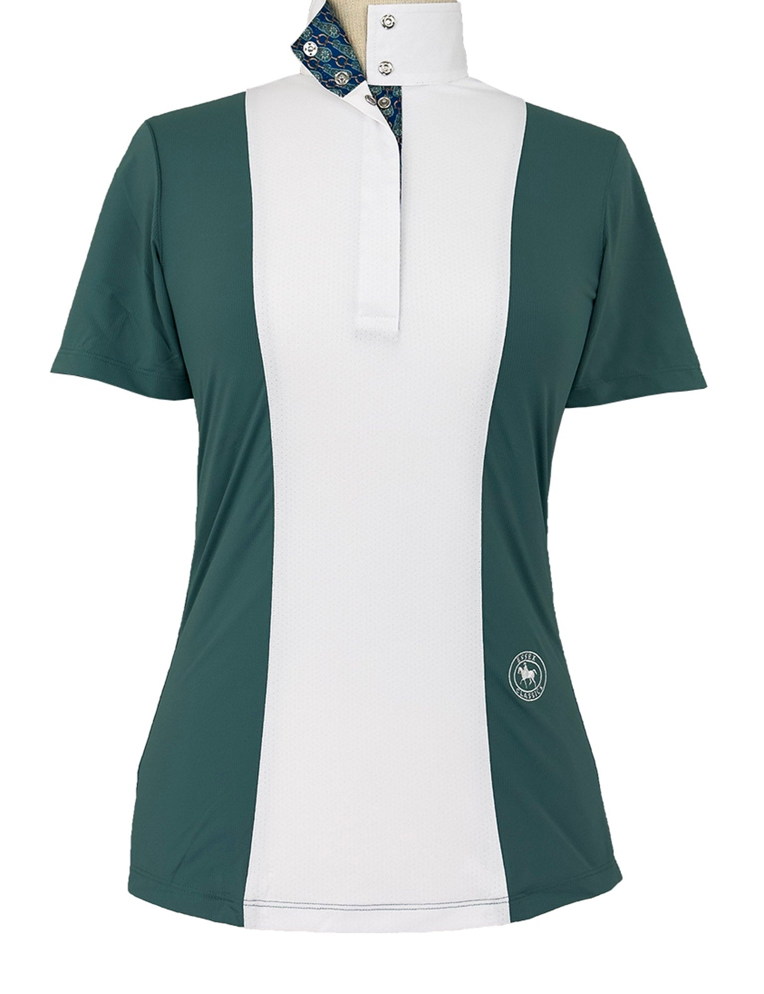 Essex Classics Ladies "Luna II" Forest Green with Golden Snaffle Short Sleeve Performance Show Shirt - Essex Classics - Equiluxe Tack