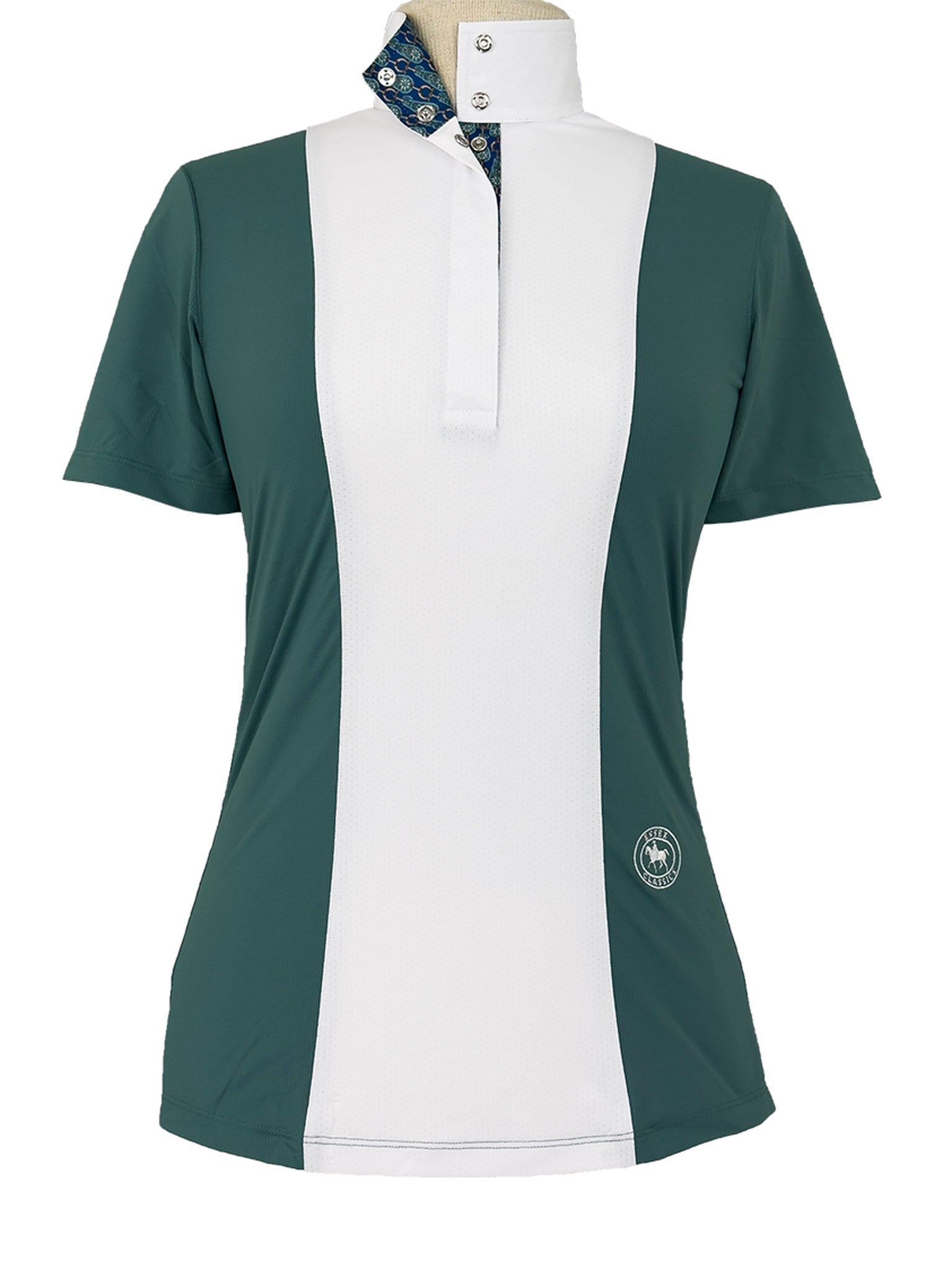 Essex Classics Ladies "Luna II" Forest Green with Golden Snaffle Short Sleeve Performance Show Shirt - Essex Classics - Equiluxe Tack