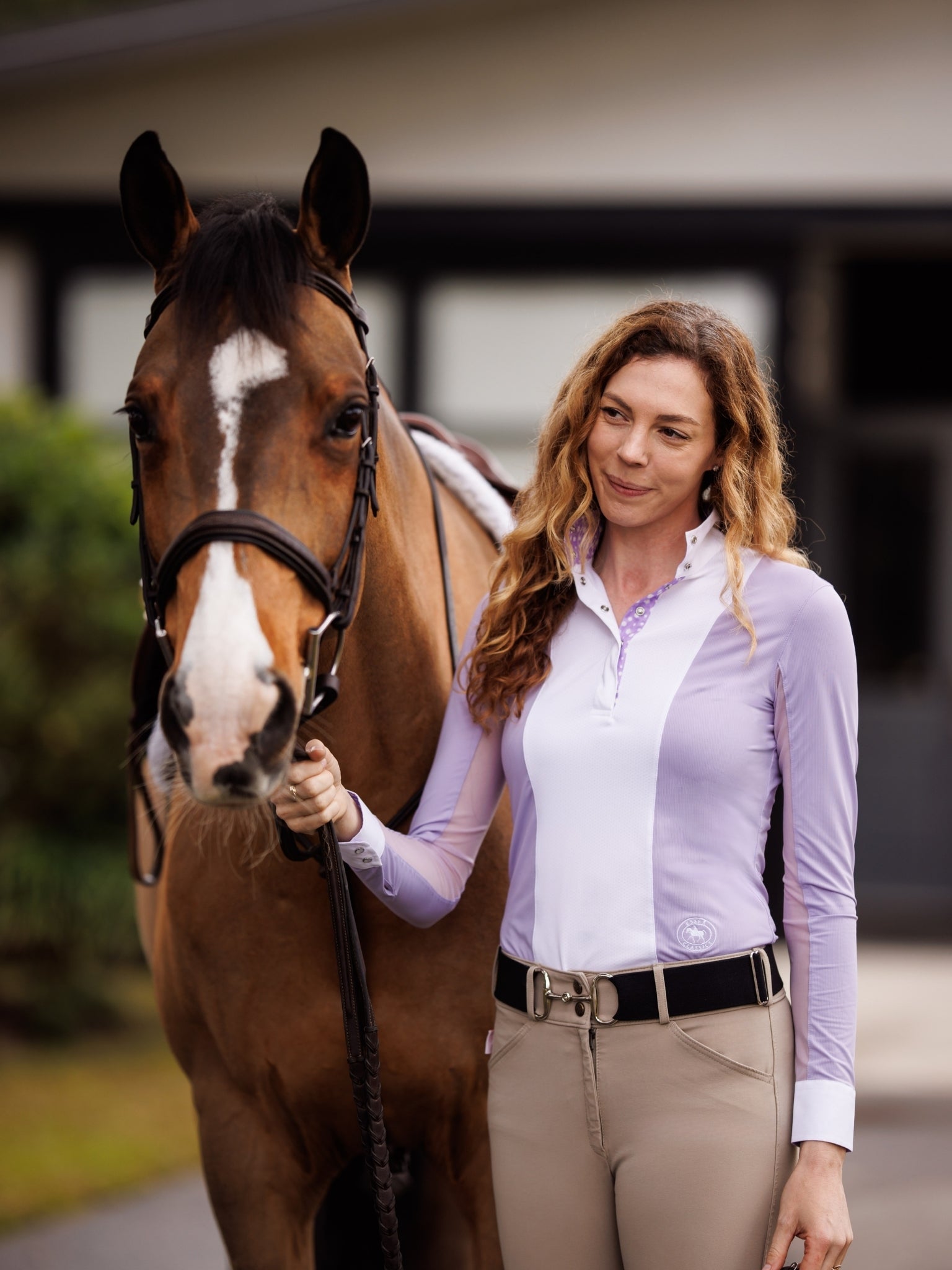 Essex Classics Ladies "Luna II" Lavender with Daisy Delight Long Sleeve Performance Show Shirt - Equiluxe Tack