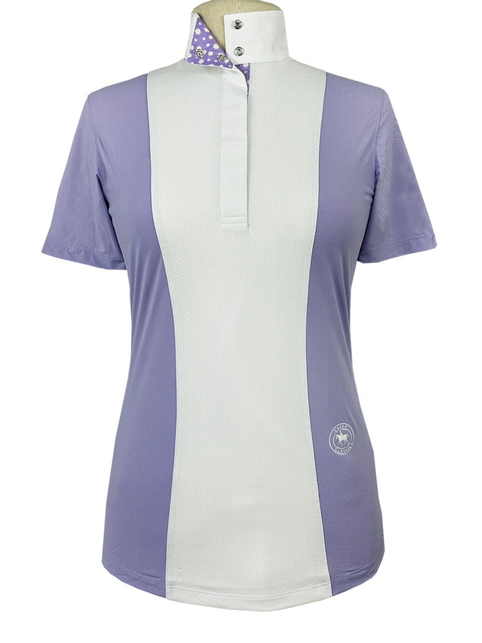 Essex Classics Ladies "Luna II" Lavender with Daisy Delight Short Sleeve Performance Show Shirt - Equiluxe Tack