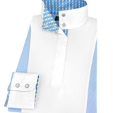 Essex Classics Ladies "Luna II" Light Blue Long Sleeve Performance Show Shirt with Blue Check Trim - Essex Classics - Equiluxe Tack