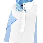 Essex Classics Ladies "Luna II" Light Blue Short Sleeve Performance Show Shirt with Blue Check Trim - Essex Classics - Equiluxe Tack