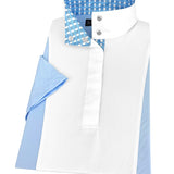 Essex Classics Ladies "Luna II" Light Blue Short Sleeve Performance Show Shirt with Blue Check Trim - Essex Classics - Equiluxe Tack