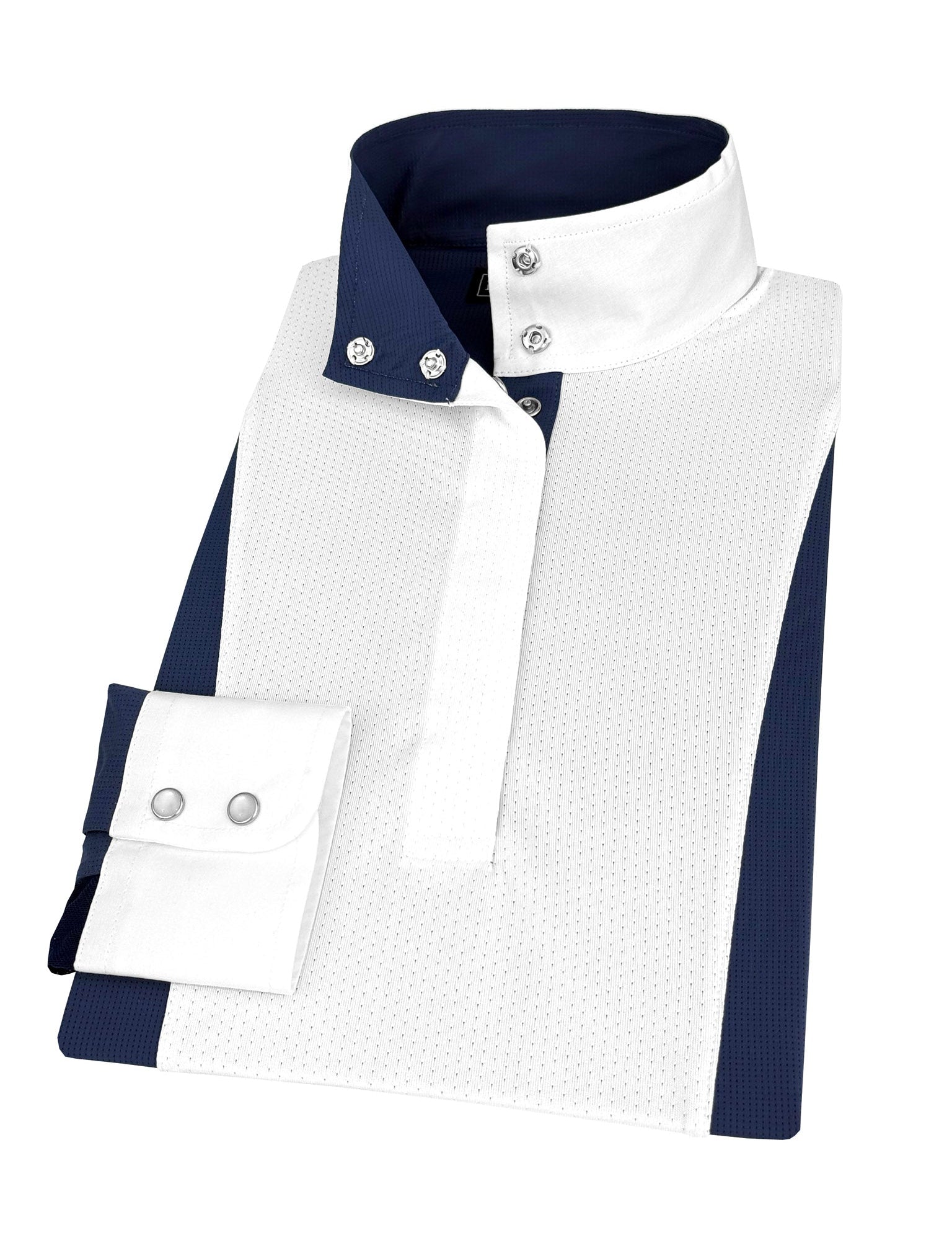 Essex Classics Ladies "Luna II" Marine Blue Self - Trim Long Sleeve Performance Show Shirt - Essex Classics - Equiluxe Tack