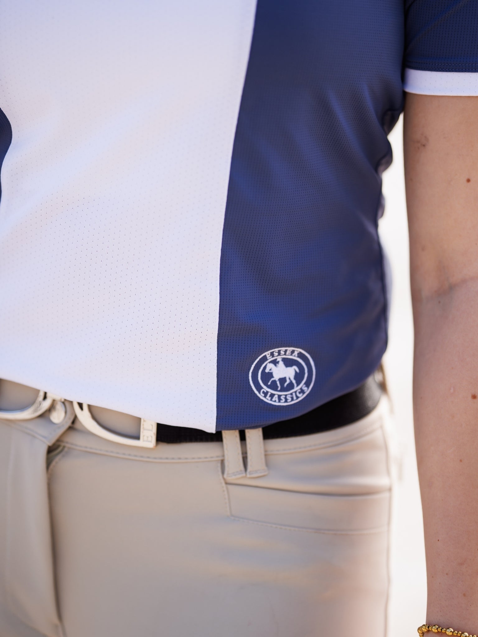 Essex Classics Ladies "Luna II" Marine Blue Self - Trim Short Sleeve Performance Show Shirt - Essex Classics - Equiluxe Tack