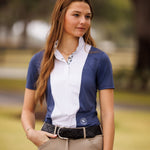 Essex Classics Ladies "Luna II" Marine Blue with Blue Ribbon Winner Short Sleeve Performance Show Shirt - Equiluxe Tack