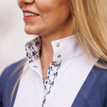 Essex Classics Ladies "Luna II" Marine Blue with Blue Ribbon Winner Short Sleeve Performance Show Shirt - Equiluxe Tack