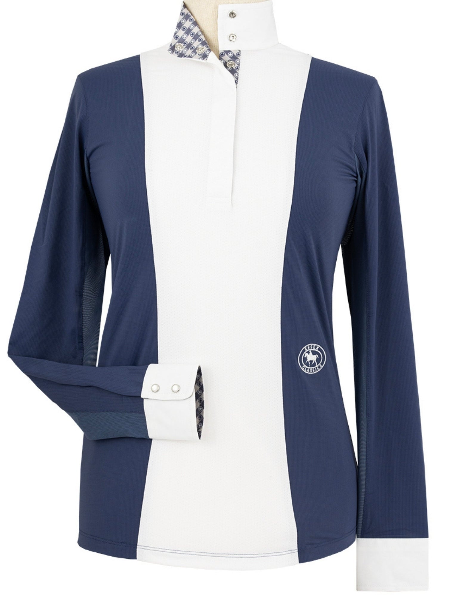 Essex Classics Ladies "Luna II" Marine Blue with Lone Star Long Sleeve Performance Show Shirt - Equiluxe Tack