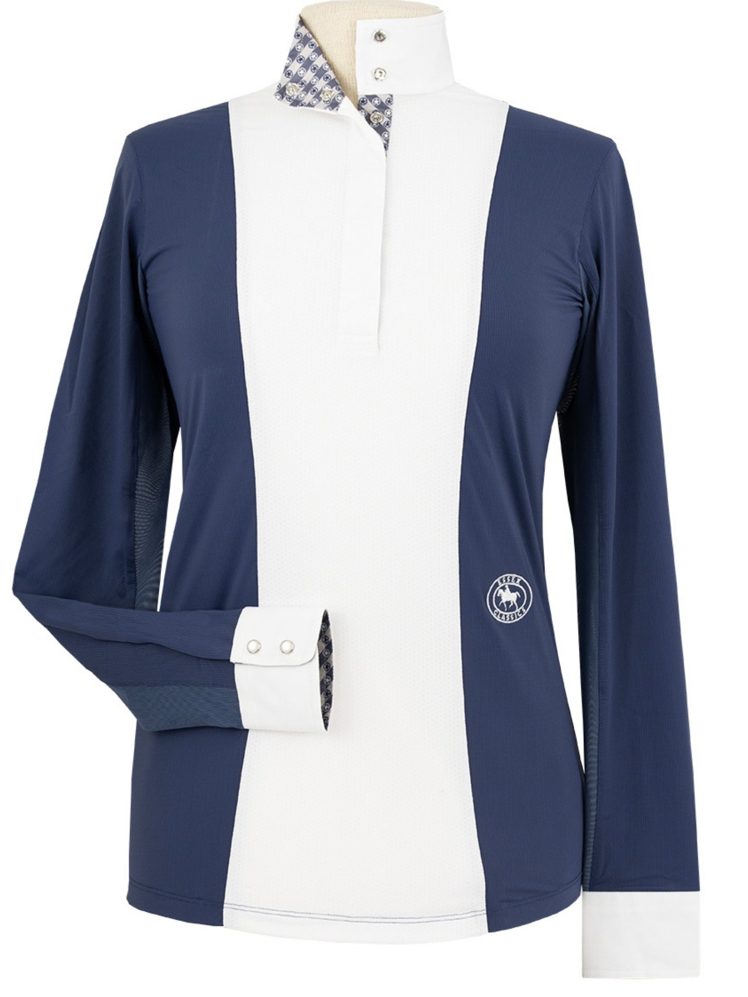 Essex Classics Ladies "Luna II" Marine Blue with Lone Star Long Sleeve Performance Show Shirt - Equiluxe Tack