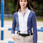 Essex Classics Ladies "Luna II" Marine Blue with Lone Star Long Sleeve Performance Show Shirt - Equiluxe Tack