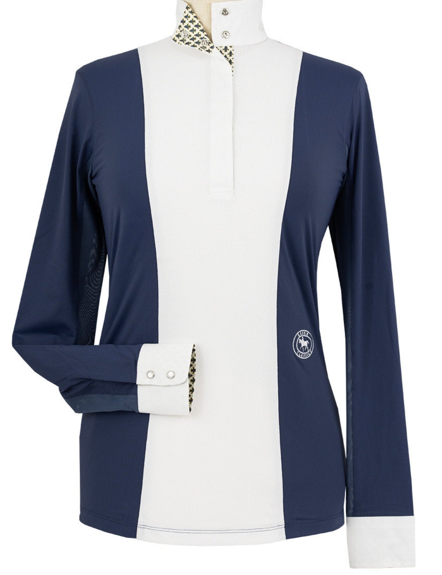Essex Classics Ladies "Luna II" Marine Blue with Royal Hack Long Sleeve Performance Show Shirt - Equiluxe Tack