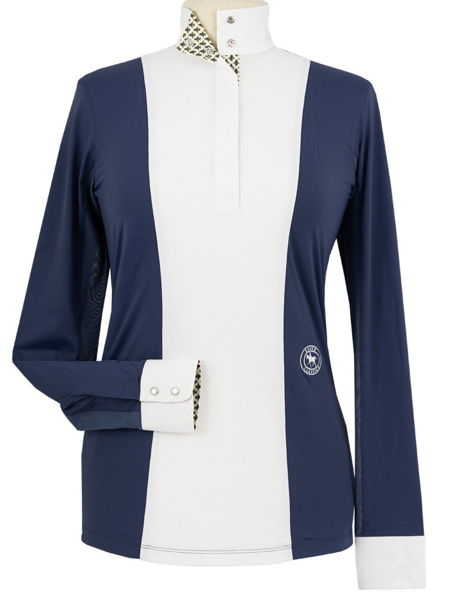 Essex Classics Ladies "Luna II" Marine Blue with Royal Hack Long Sleeve Performance Show Shirt - Equiluxe Tack