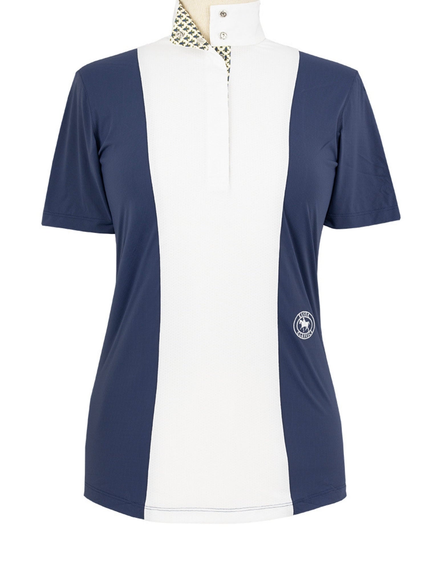 Essex Classics Ladies "Luna II" Marine Blue with Royal Hack Short Sleeve Performance Show Shirt - Equiluxe Tack