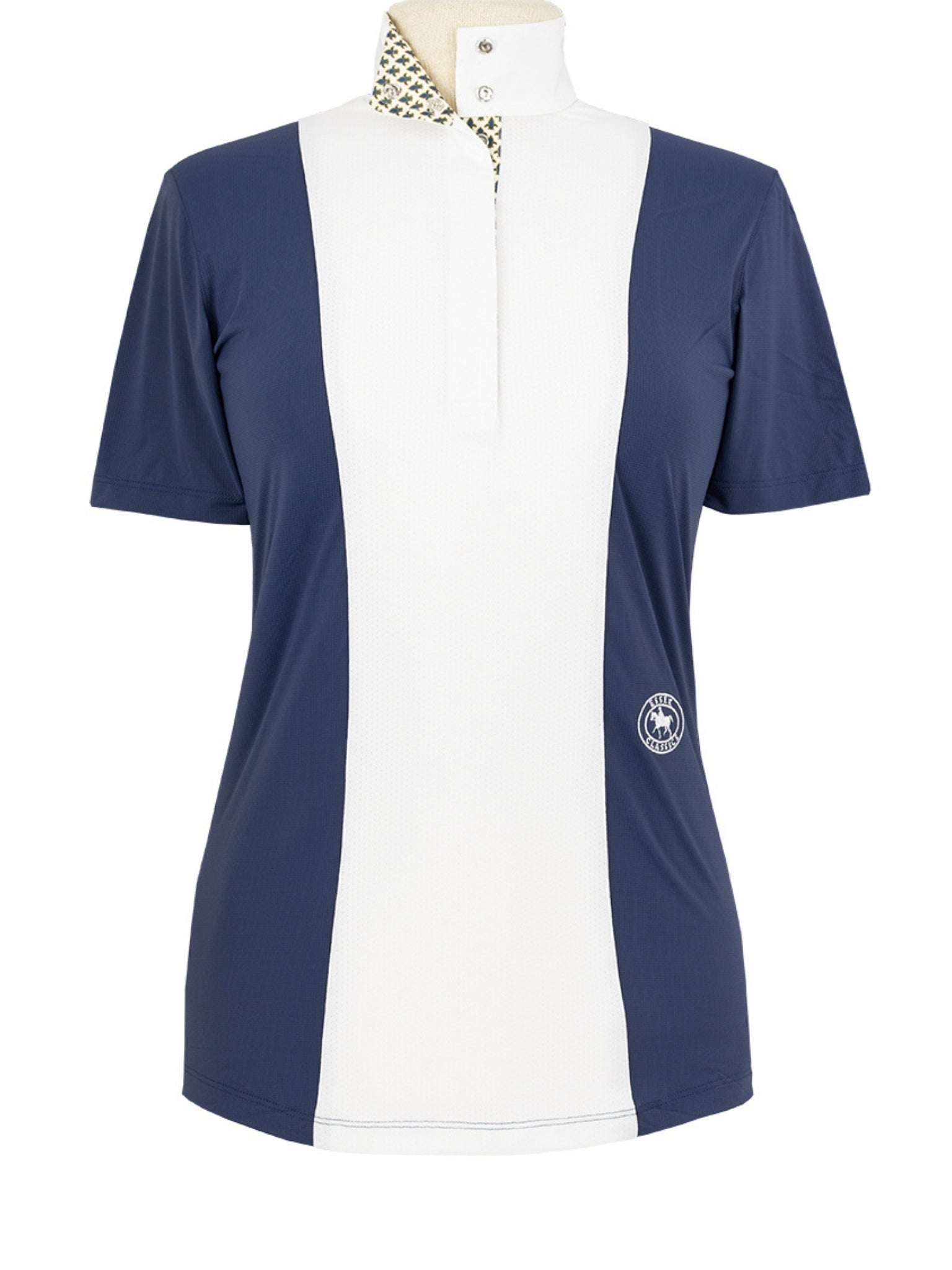 Essex Classics Ladies "Luna II" Marine Blue with Royal Hack Short Sleeve Performance Show Shirt - Equiluxe Tack