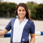 Essex Classics Ladies "Luna II" Marine Blue with Royal Hack Short Sleeve Performance Show Shirt - Equiluxe Tack