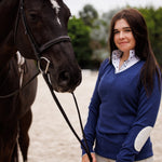 Essex Classics Ladies "Luna II" Marine Blue with Woof & Whimsy Long Sleeve Performance Show Shirt - Equiluxe Tack