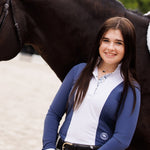 Essex Classics Ladies "Luna II" Marine Blue with Woof & Whimsy Long Sleeve Performance Show Shirt - Equiluxe Tack