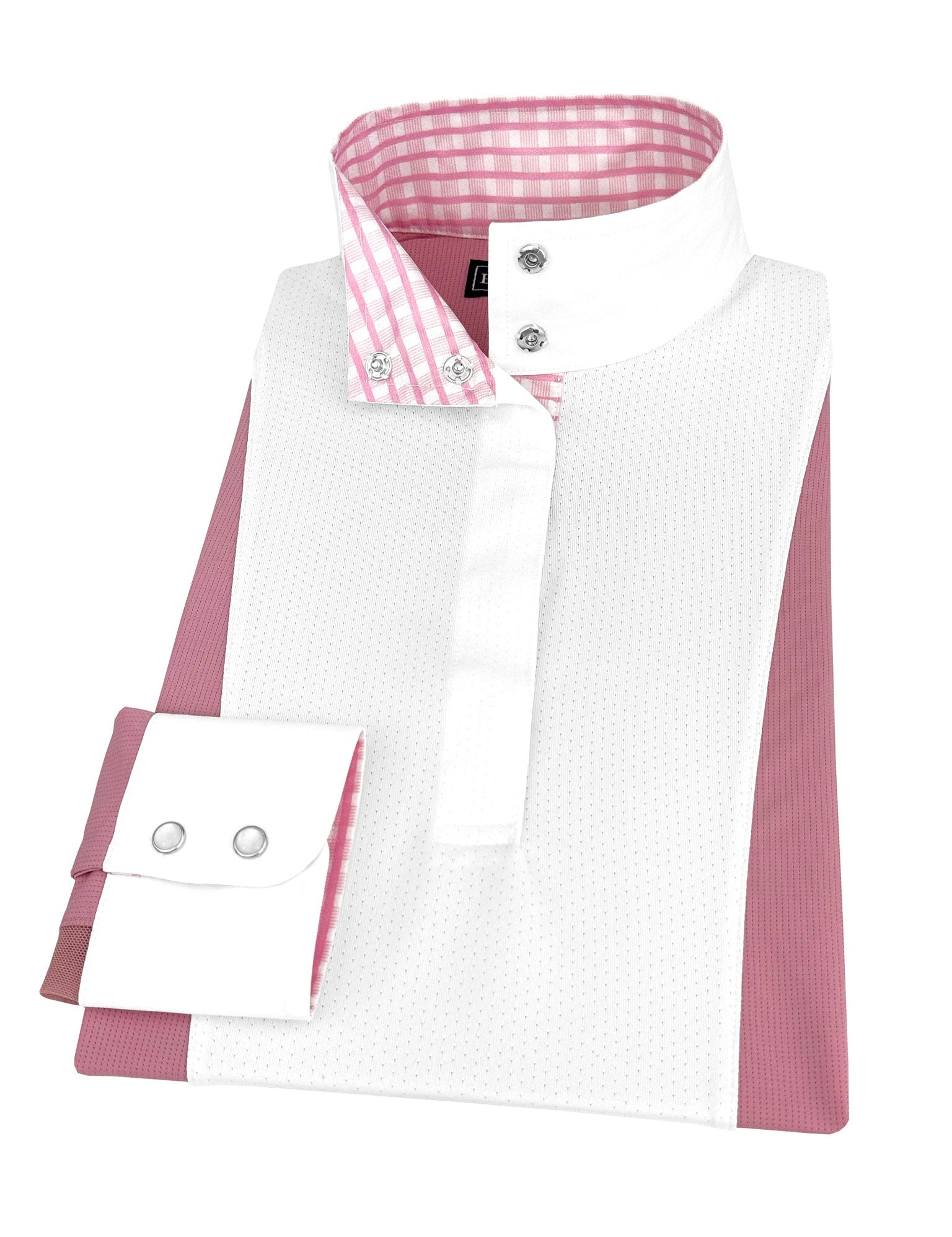 Essex Classics Ladies "Luna II" Pink Long Sleeve Performance Show Shirt with Pink Check Trim - Essex Classics - Equiluxe Tack